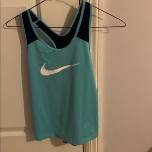 Nike girls light blue and navy sports tank top